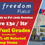 [QLD] $0.13/L off All Grades of Fuel Tuesday 13th - Friday 16th Oct (up to 120L) @ Freedom Fuels