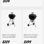Weber 57cm Charcoal Kettle BBQ $399, Go Anywhere Charcoal Gill $134 and More, in-Store Only @ Bunnings