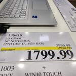 LG Gram 16" Ultra-Lightweight Laptop with Intel Evo 12th Gen $1799.99, 11th Gen $1499.99 @ Costco (Membership Required)
