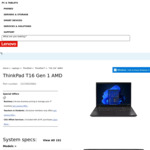 Lenovo ThinkPad T16 Gen 1 AMD (Ryzen7 6850U, 16GB RAM, 512GB SSD, 16.0" 1920x1200 Touch) $1,375 Delivered @ Lenovo