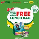 Personalised School Lunch Bag with Purchase of Any 2 Bega Natural Cheese Slices, Stringers, or Sticks Packs + $5 Delivery @ Bega