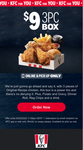 Regular 3-Piece Box for $9 (Once Per Account, Normally $14.45) + More @ KFC (Online Account Required)