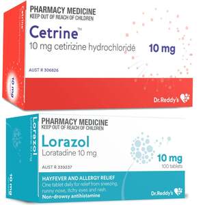 100x Cetirizine 10mg + 100x Loratadine 10mg Hayfever Relief Medication $19.99 Delivered @ PharmacySavings