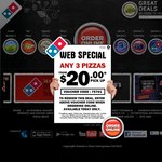 Domino's - 3 Pizzas Delivered $30 Code 37656