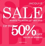  Jacqui-E sale : up to 50%