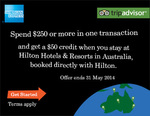 Spend $250+ in one transaction at Hilton Hotels & Resorts & get a $50 credit -Amex Card offer