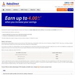 RaboDirect HISA Earn 4%pa on up to $50k Increase to Current Overall Rabo Balance Until 30-Jan-15