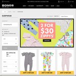 2 for $30 Zippys Wondersuit Bonds Sleepwear Baby (Free Shipping) @ Bonds