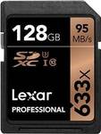 Lexar Professional 633x 128GB SDXC UHS-I/U3 Card (up to 95MB/s Read) USD $47.99 (~ $70 AUD) + Shipping @ Amazon
