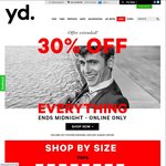 yd. 30% off Everything + Further 20% off - Suits $55.99, Dress Shoes $27.99, Jeans/Chinos $16.79, Suede Belt $5.59 + More