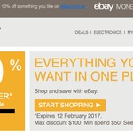 10% off Site Wide (Max $100 Discount, Minimum Spend $50) @ eBay