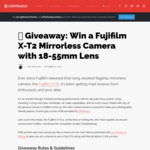 Win a Fujifilm X-T2 Mirrorless Camera with 18-55mm Lens Worth $2,430 from from Contrastly