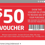 [QLD] $50 off $100 Spend Tonight at Betta Home Living, Underwood