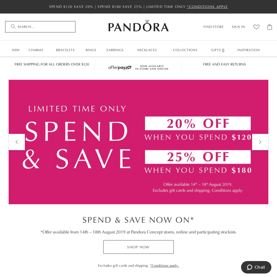 20% off $120+ Orders or 25% off $180+ Orders @ Pandora - OzBargain