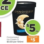 ½ Price Connoisseur Ice Cream Varieties 1L $5 @ FoodWorks