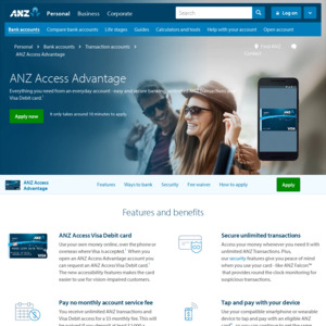 ANZ Access Advantage Rebate of Account Service Fee (up to $300 Back)