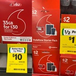 Vodafone Pre-Paid SIM $1 (Was $2) & Combo Plus $10 (Was $30) @ Woolworths