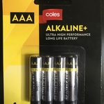 Coles Alkaline Batteries 4 Packs - AA $0.62, AAA $0.50 @ Coles