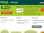Ubank Home Loan 6.23%. $500 Ubank EFTPOS Gift Card on Settlement