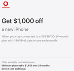 Save $1000 on an iPhone 14 Model When You Stay Connected to a Vodafone 24-Month 150GB $69 Monthly Plan @ Apple Store