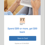 AmEx Statement Credit: Spend $99 or More at Financial Times, Get $99 Back