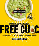 Add Free Guacamole to Any Menu Item on Saturday 16/9 via App Order Only @ Guzman Y Gomez