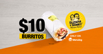 Guzman Y Gomez: Burritos $10 + Delivery/Service Fees @ Menulog