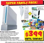 Wii CONSOLE+ remote + numchuck + sensor bar + 3 games + sports accessory pack FOR ONLY $399!