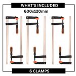 6x Supercraft Quick Action Clamps 600MM X 120MM Soft Grip $120 Delivered @South East Clearance