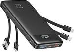 Charmast 22.5w Power Bank, 20000mAh Built in 4 Cables, Slim USB C Portable Charger Black $33.59 @ Charmast via Amazon Au