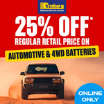 25% off Century Car Battery C&C Only @ Supercheap Auto