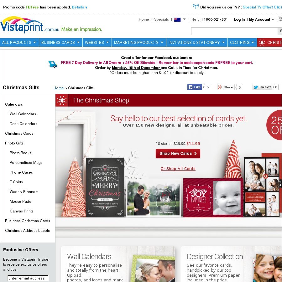 VistaPrint Free Shipping (Again) and 25 off Storewide OzBargain