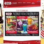 TGI Fridays: Monday: Burger + Beer $20, Tues: 2 for 1 Cocktails, Wed: 6 Buffalo Wings + Beer $15