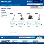 30% off Selected Dyson Vacuum Cleaners @ Masters
