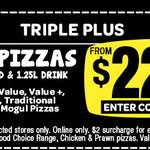 Domino's - Any 3 Pizzas + Garlic Bread + 1.25lt Drink $22.95 Pick up until 28 October