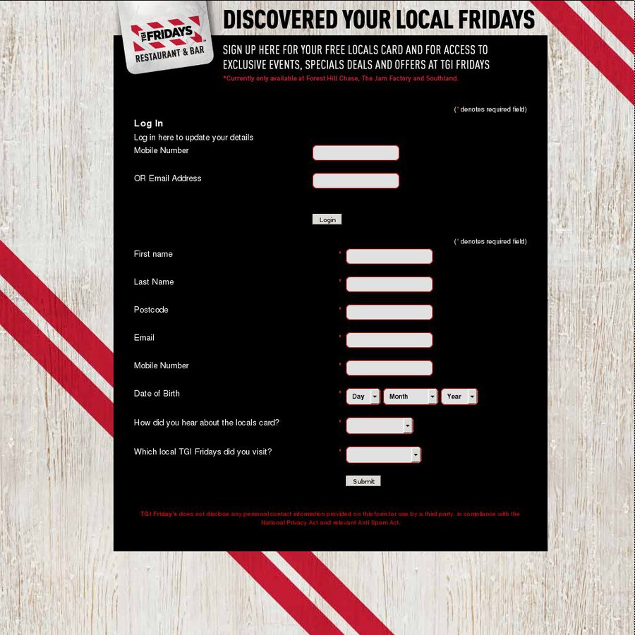 TGI Fridays Free Locals Card for 10 off Bill Open Today [Forest