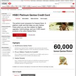 HSBC Platinum Qantas Credit Card - 60,000 Qantas Points with $3000 Spend ($199 Annual Fee)