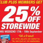 25% off Storewide @ Supercheap Auto This Weekend 17/9/16 - 18/9/16 - Club Plus Members or Auto Club Members