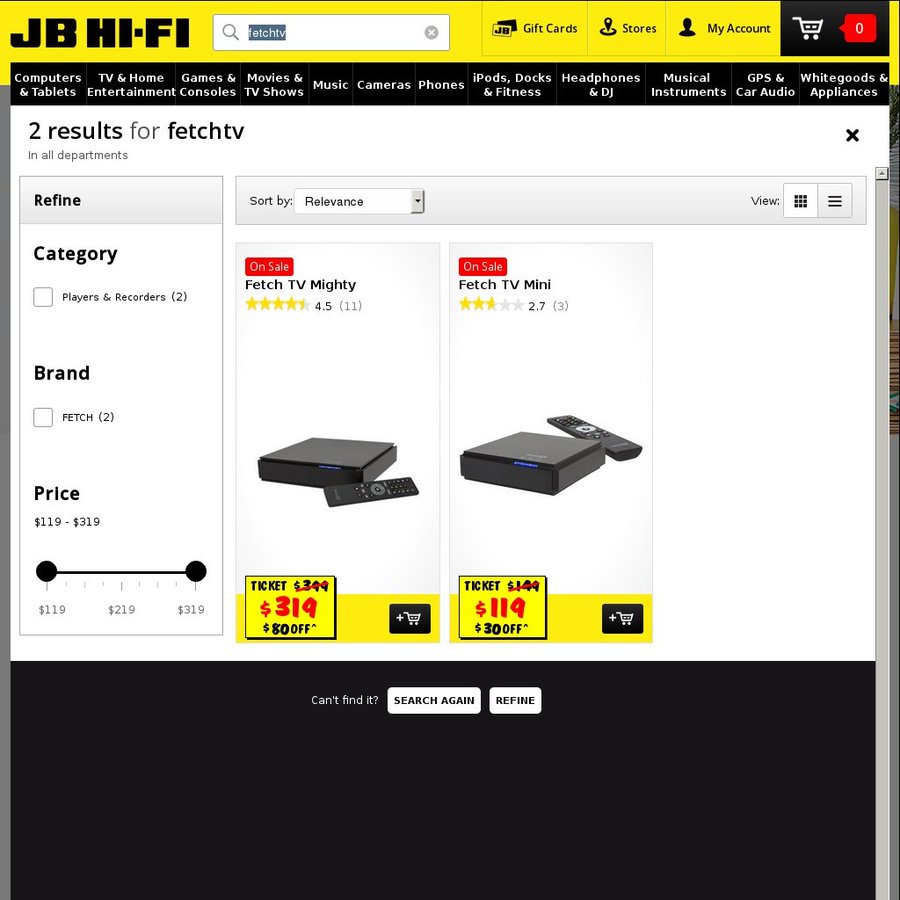 Fetch TV Mighty 319 at JB HiFi (and The Mini for 119) OzBargain