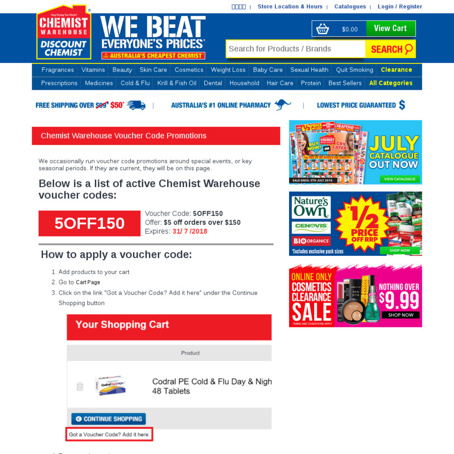 Chemist Warehouse $5 off $150 Spend - OzBargain