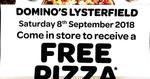 [VIC] Free Pizza, 12-3PM Saturday 8/9 at Domino's (Lysterfield)
