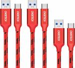 CHOETECH USB-C Braided Cables 3 Pack - Red, Grey & Green $11.99 + Delivery (Free with Prime/ $49 Spend) @ Amazon AU