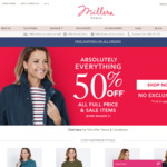 50% off All Clothing (Including Sale Items) + Free Shipping With No Minimum Spend @ Millers