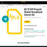 Free Optus Prepaid Mobile Broadband Data SIM Starter Kit $0 Delivered (Save $2) @ Optus (Online Only)