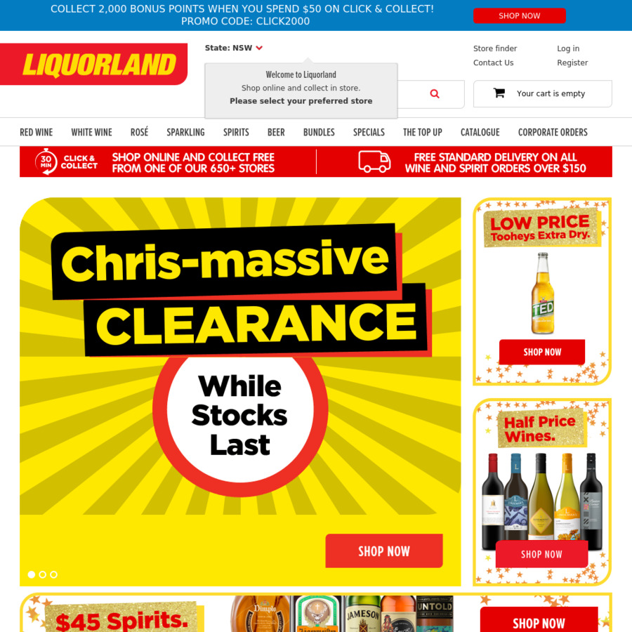 Liquorland (Click & Collect) 2000 FlyBuy Points for Purchases of 50