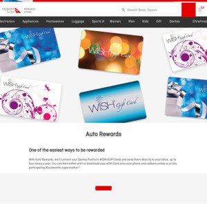 Qantas Frequent Flyer Auto Rewards for Discount Wish Cards eg $20 for 3000 Points