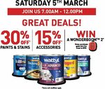 [NSW] 30% off Paint and Stains (White Base Only), 15% off Accessories 7am-12pm 5/3/2022 @ Wattyl (Marsden Park)