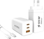 Zyron POWASTONE 65W GaN Charger (Gan3) with 100W USB-C Cable 1m (White) $39.99 Delivered @ Zyron Tech