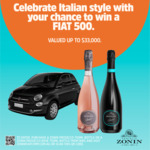 Win a Fiat 500 Valued at $33,000 When You Purchase Zonin Prosecco/Rose 750ml from BWS [Excludes NT]