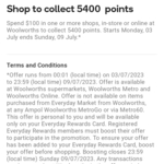 Collect 5400 Points When You Spend $100 in-Store or Online at Woolworths @ Everyday Rewards (Boost Required)